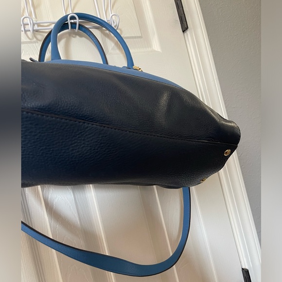 Michael Kors Hamilton Navy & Light Blue Large Leather Satchel Shoulder Bag - Picture 3 of 10